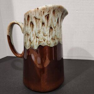 VTG Canonsburg Pottery 9.5” Brown Drip Glazed 2-Quart Water Pitcher w/Ice Lip